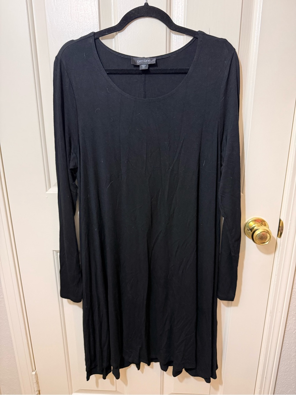 Karen Kane Black Long Sleeve Scoop Neck Midi Dress